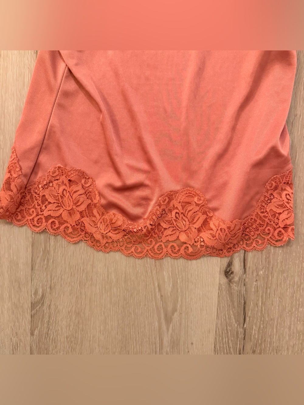 Vintage The Limited Satin Lace Cami Top - Coral Pink / Orange (Size S) - Picture 3 of 5